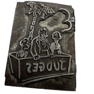 Vintage Cartoon Male Competition Judges Printing Letterpress Printers Block